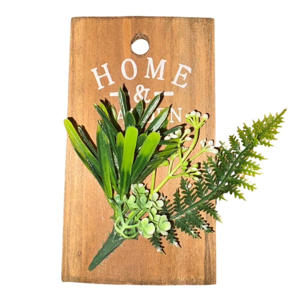 Rustic Home & Garden Wooden Wall Décor with Greenery – 5"x3" Small Sign